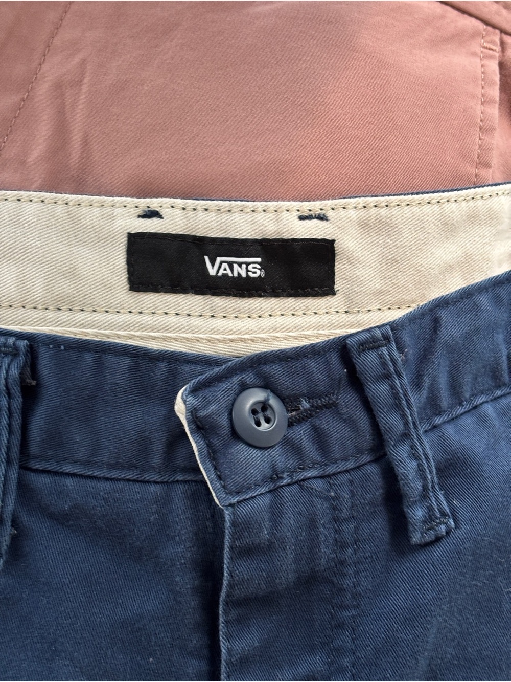 Vans Navy Blue Chino Pants with Cream Waistband